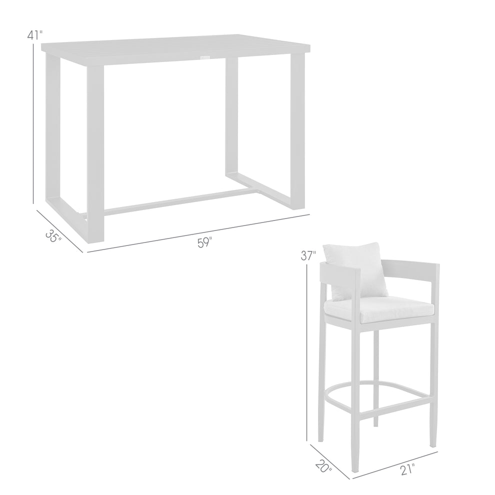 Argiope Outdoor Patio 5-Piece Bar Table Set in Aluminum with Grey Cushions By Armen Living | Bar Stools & Table | Modishstore - 9