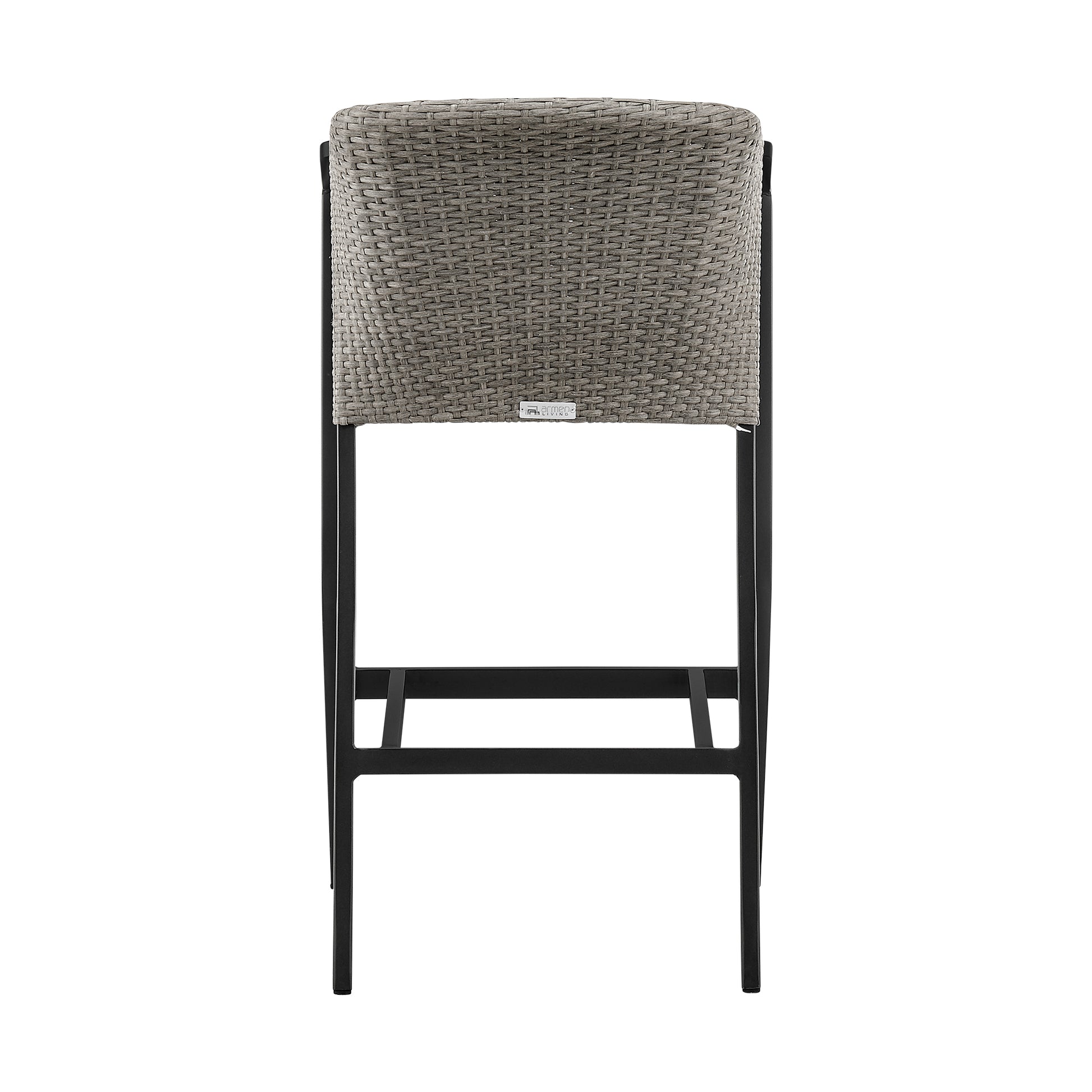Aileen Outdoor Patio Bar Stool in Aluminum and Wicker with Grey Cushions By Armen Living | Bar Stools | Modishstore - 7