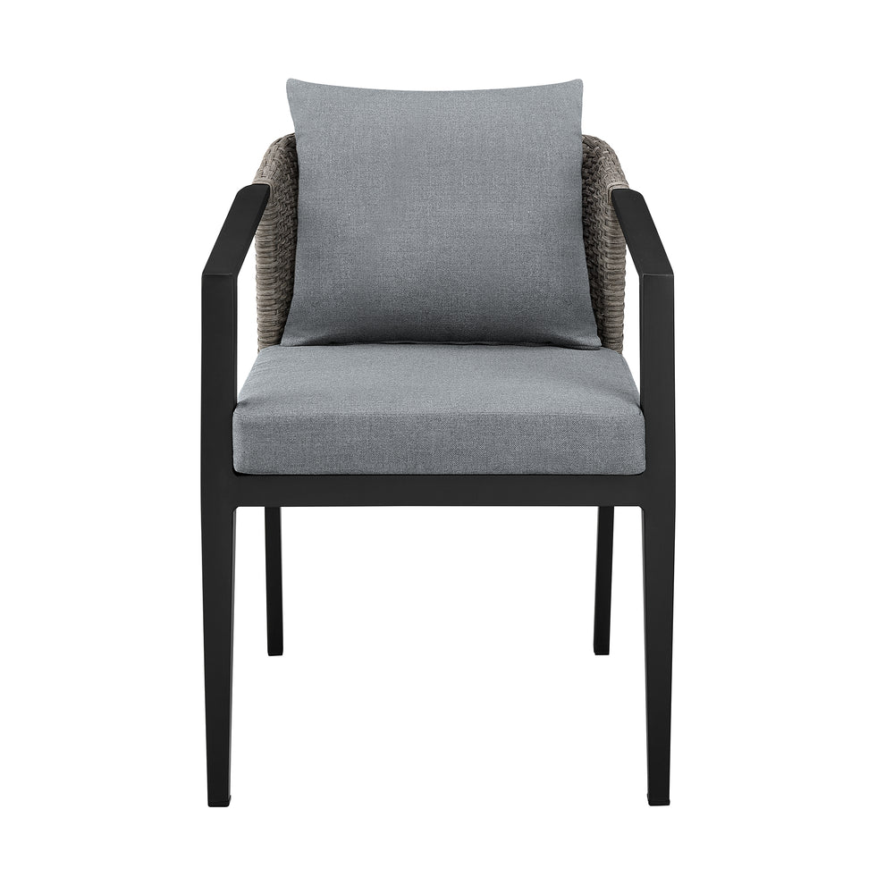 Aileen Outdoor Patio Dining Chairs in Aluminum and Wicker with Grey Cushions - Set of 2 By Armen Living | Outdoor Chairs | Modishstore - 5