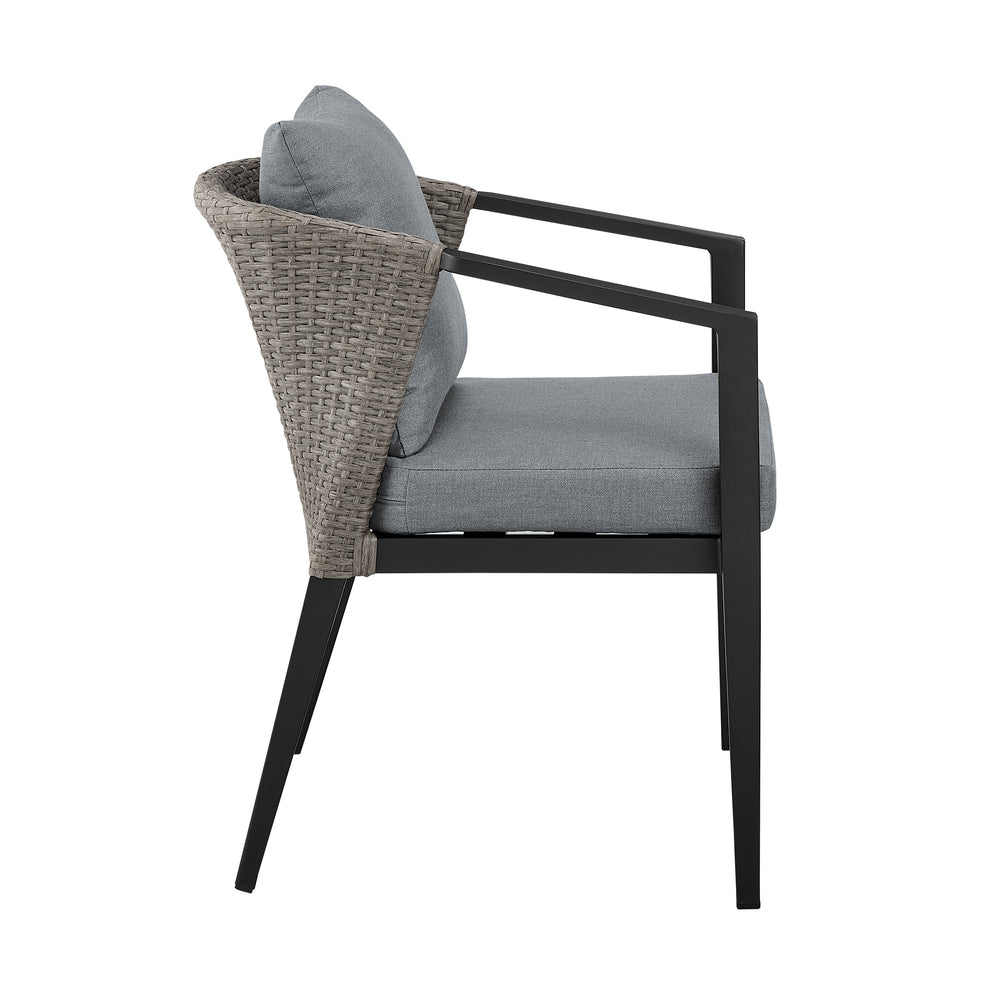 Aileen Outdoor Patio Dining Chairs in Aluminum and Wicker with Grey Cushions - Set of 2 By Armen Living | Outdoor Chairs | Modishstore - 6