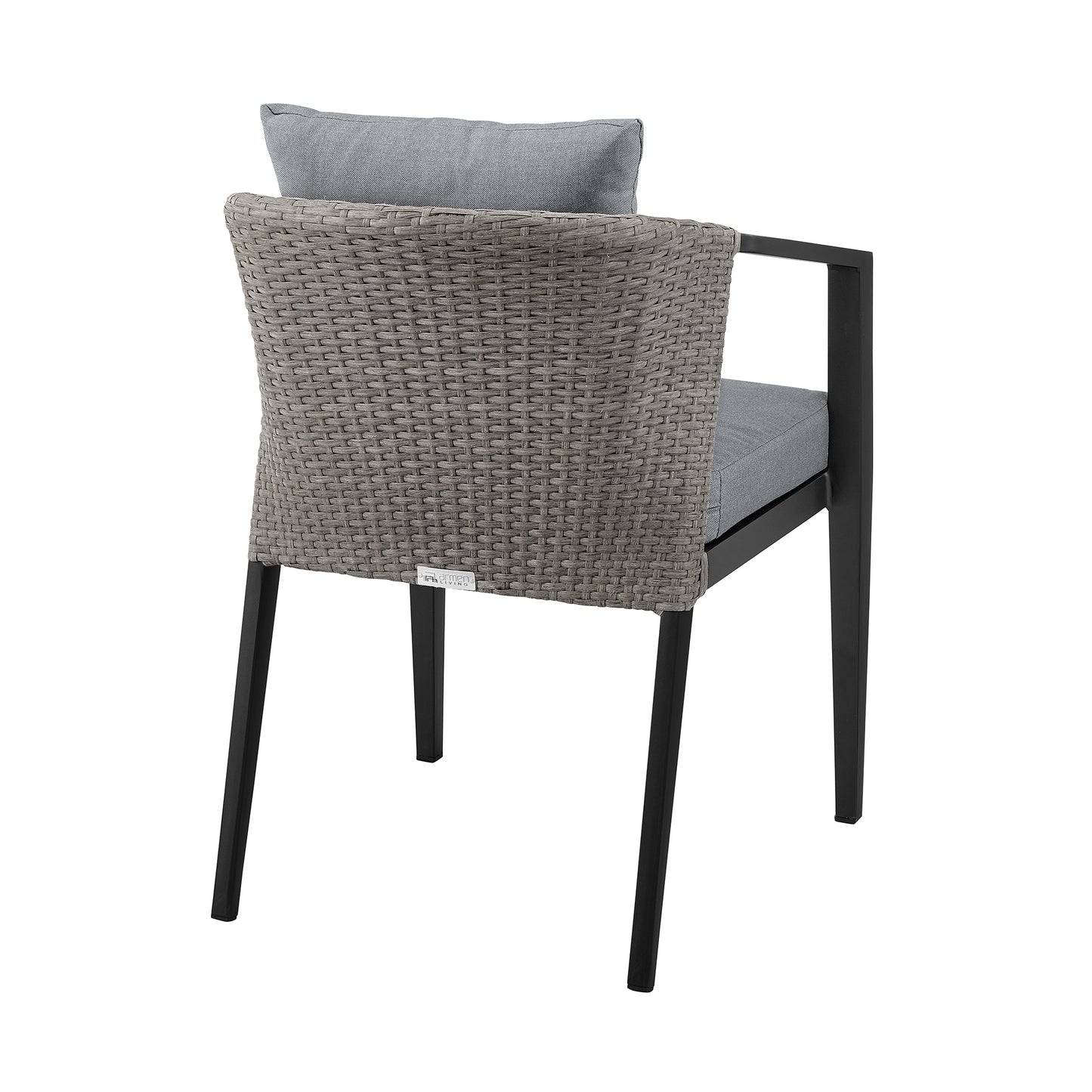 Aileen Outdoor Patio Dining Chairs in Aluminum and Wicker with Grey Cushions - Set of 2 By Armen Living | Outdoor Chairs | Modishstore - 7