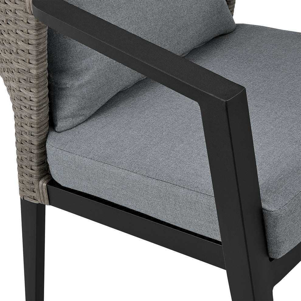 Aileen Outdoor Patio Dining Chairs in Aluminum and Wicker with Grey Cushions - Set of 2 By Armen Living | Outdoor Chairs | Modishstore - 11