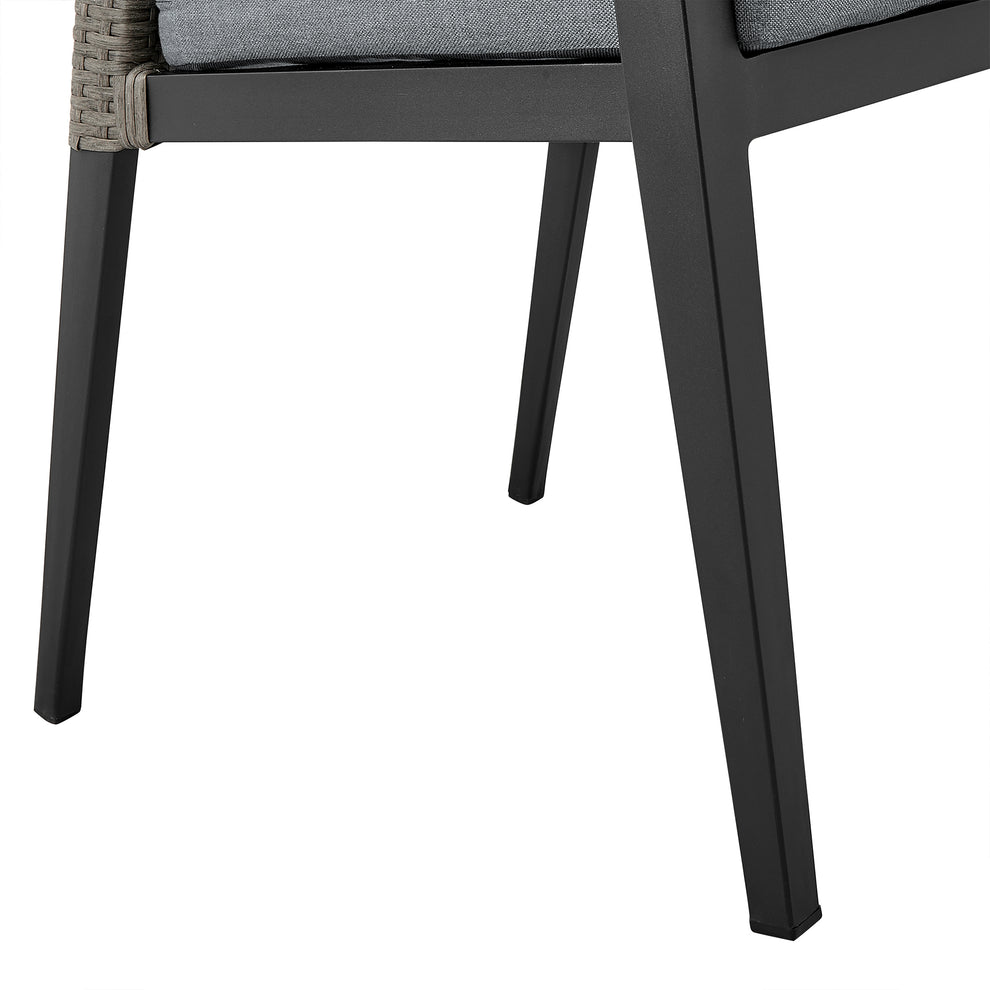 Aileen Outdoor Patio Dining Chairs in Aluminum and Wicker with Grey Cushions - Set of 2 By Armen Living | Outdoor Chairs | Modishstore - 9