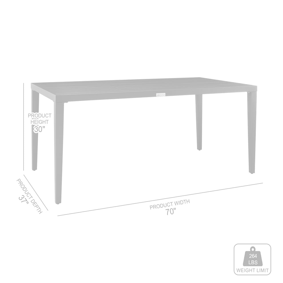 Aileen Outdoor Patio Dining Table in Aluminum By Armen Living | Outdoor Tables | Modishstore - 8