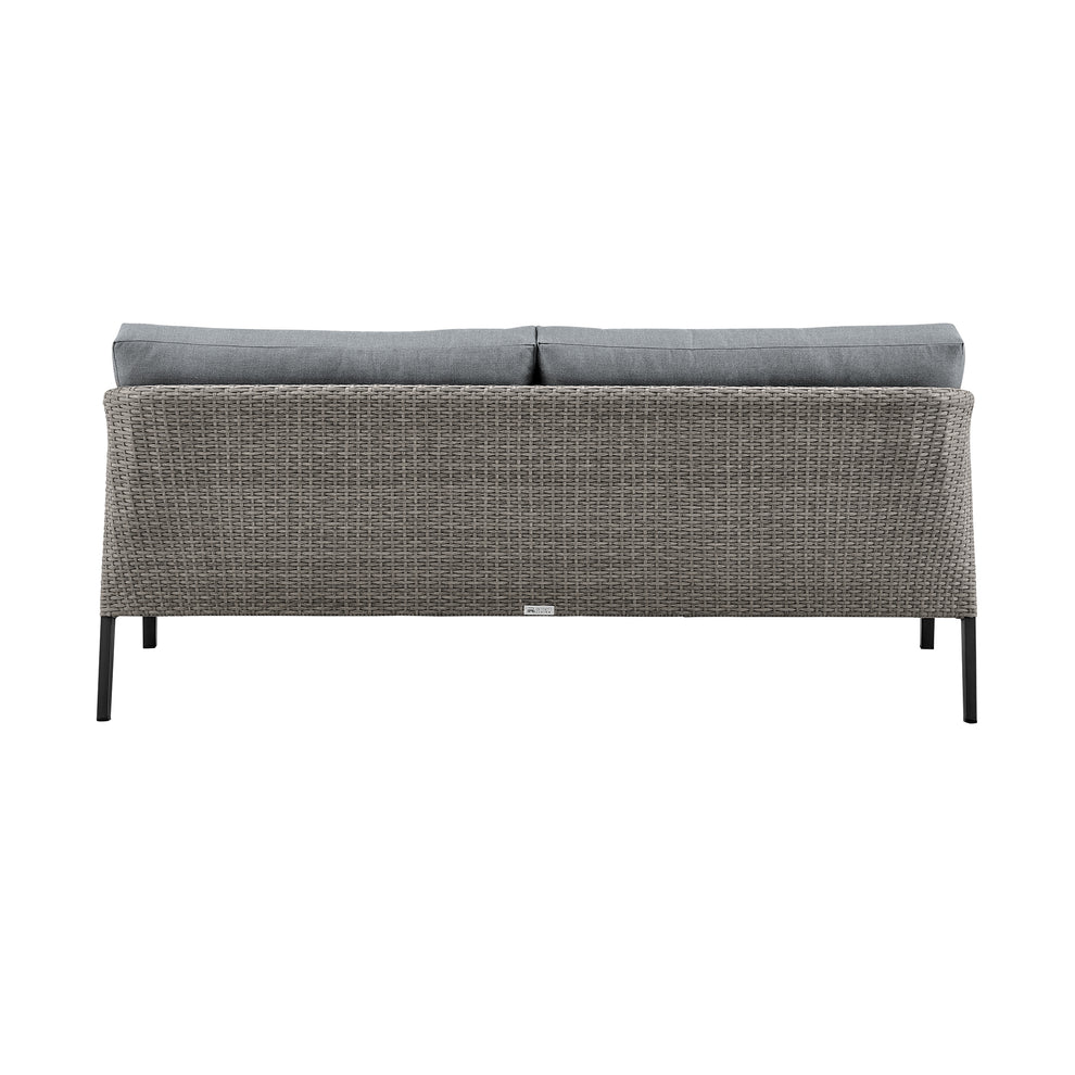 Aileen Outdoor Patio 4-Piece Lounge Set in Aluminum and Wicker with Grey Cushions By Armen Living | Outdoor Sofas, Loveseats & Sectionals | Modishstore - 4