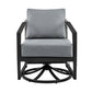Aileen Outdoor Patio Swivel Lounge Chair in Aluminum with Grey Cushions By Armen Living | Outdoor Chairs | Modishstore - 4