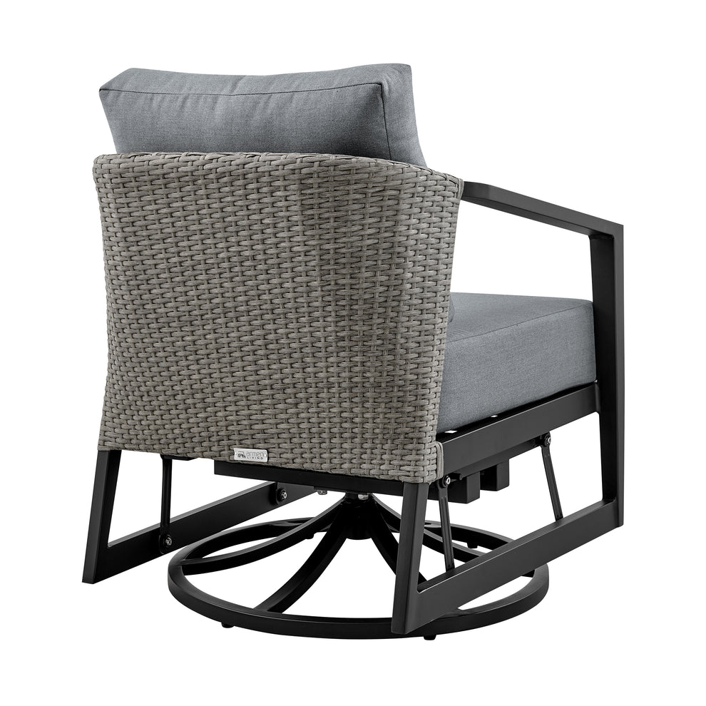 Aileen Outdoor Patio Swivel Lounge Chair in Aluminum with Grey Cushions By Armen Living | Outdoor Chairs | Modishstore - 6