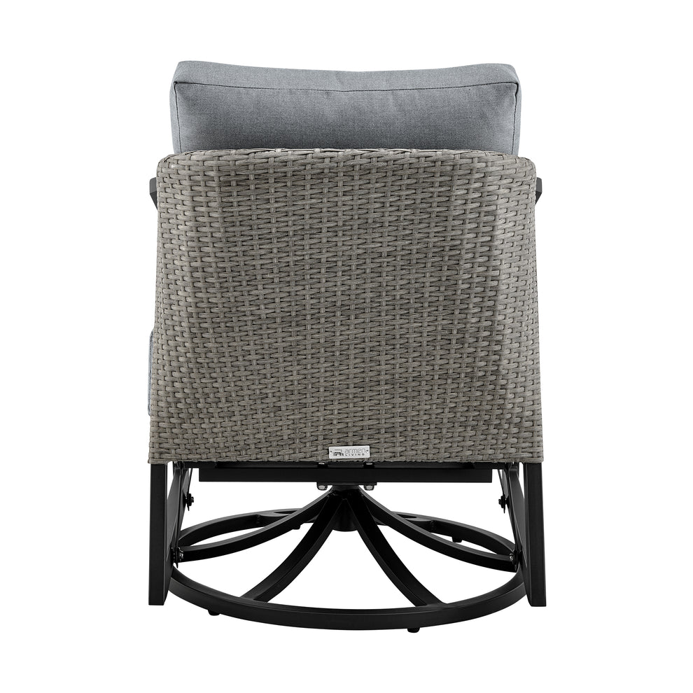 Aileen Outdoor Patio Swivel Lounge Chair in Aluminum with Grey Cushions By Armen Living | Outdoor Chairs | Modishstore - 7