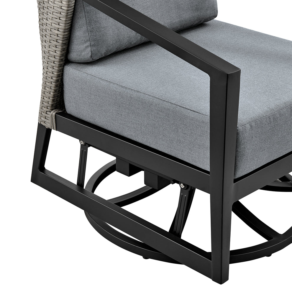 Aileen Outdoor Patio Swivel Lounge Chair in Aluminum with Grey Cushions By Armen Living | Outdoor Chairs | Modishstore - 8