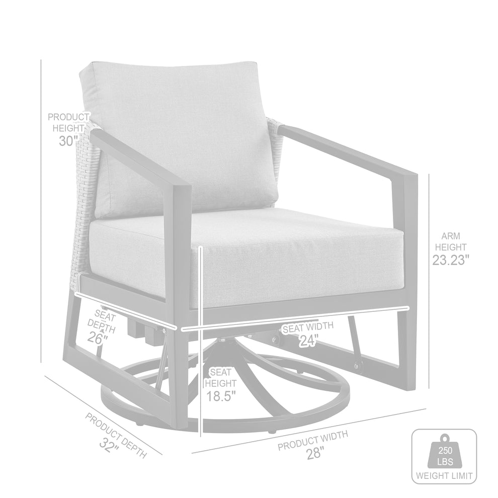 Aileen Outdoor Patio Swivel Lounge Chair in Aluminum with Grey Cushions By Armen Living | Outdoor Chairs | Modishstore - 10