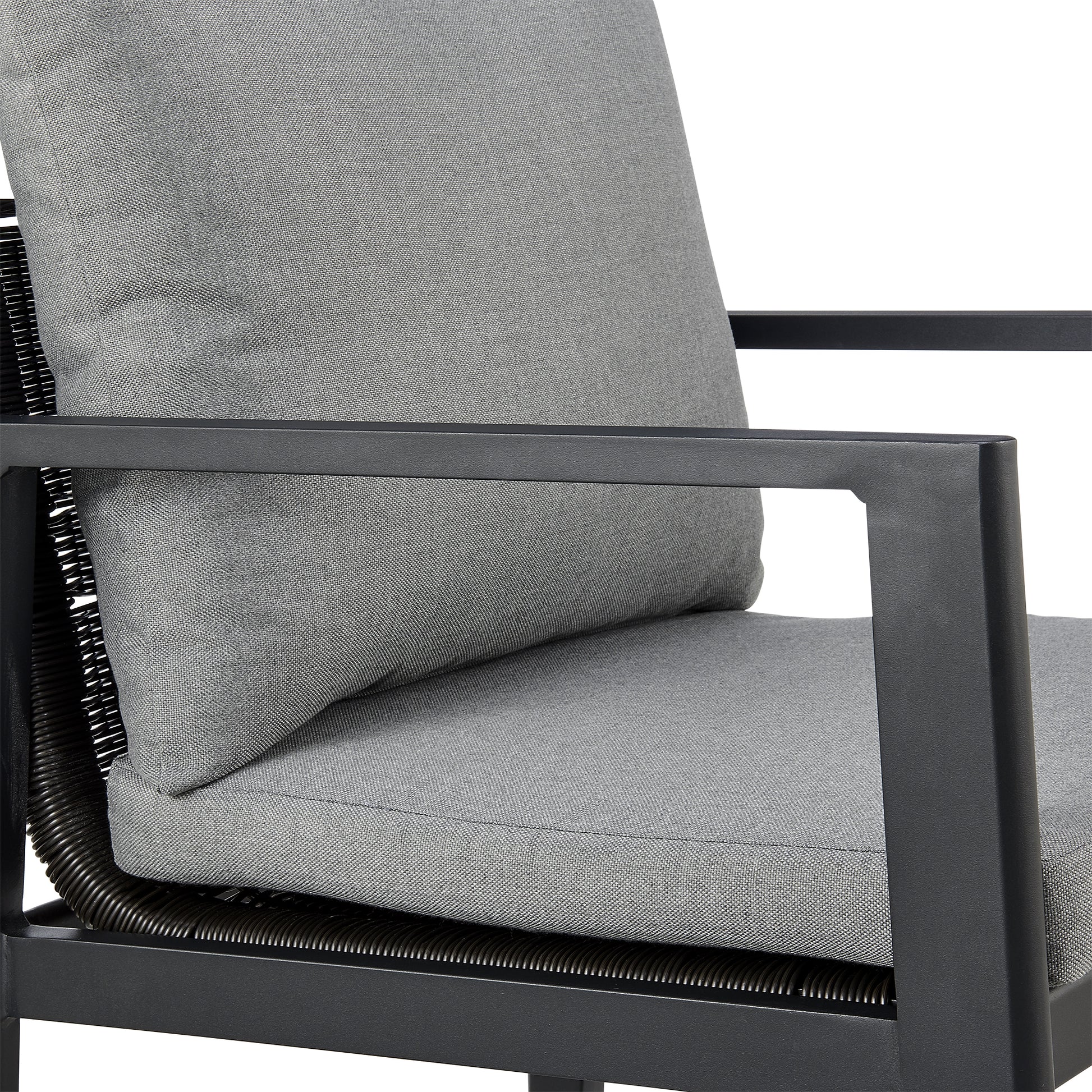 Grand Outdoor Patio 7-Piece Dining Table Set in Aluminum with Grey Cushions By Armen Living | Outdoor Dining Sets | Modishstore - 7