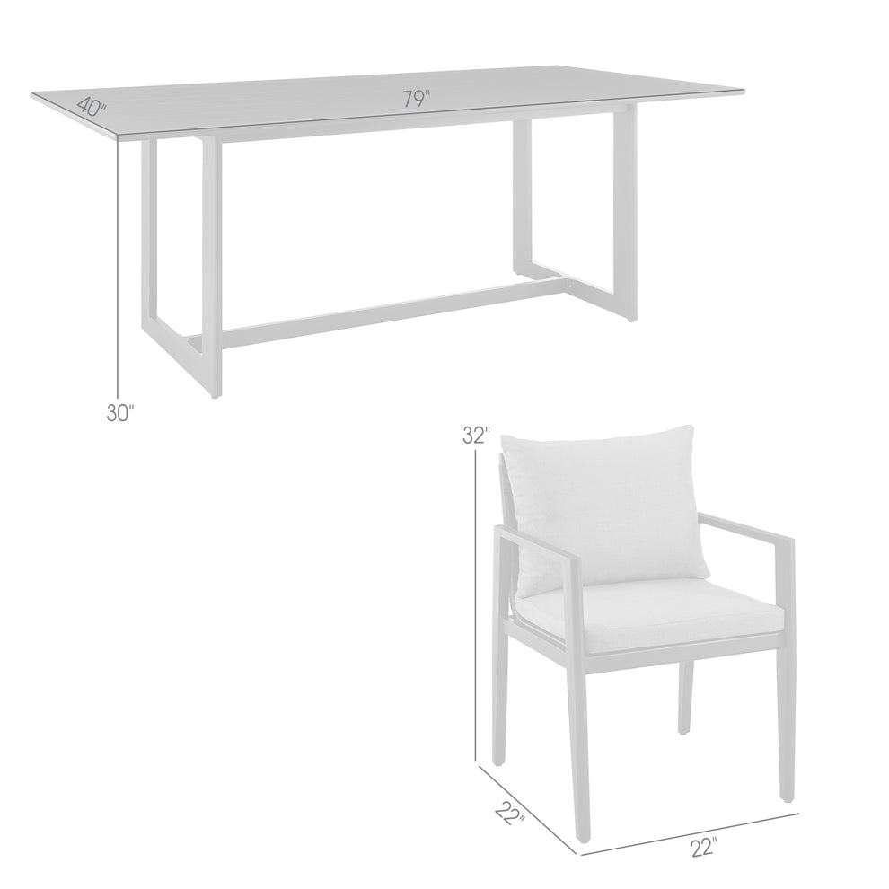 Grand Outdoor Patio 5-Piece Dining Table Set in Aluminum with Grey Cushions By Armen Living | Outdoor Dining Sets | Modishstore - 9