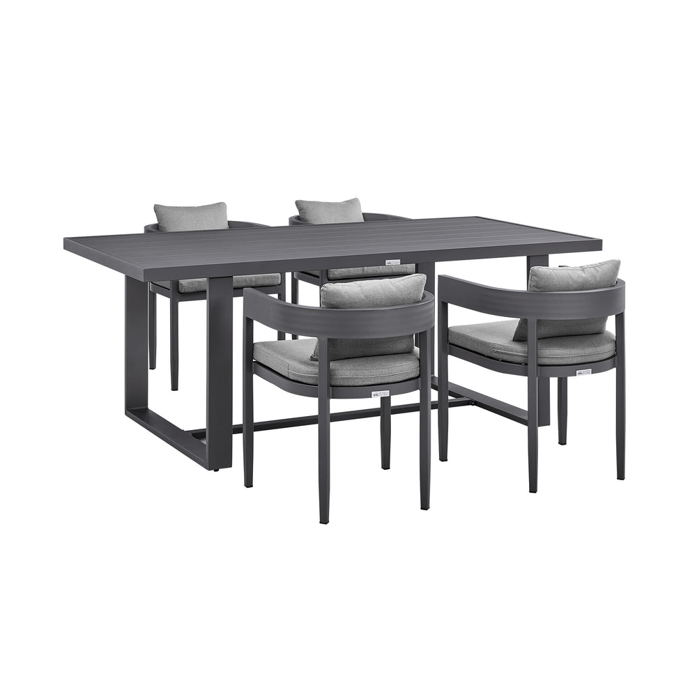Argiope Outdoor Patio 5-Piece Dining Table Set in Aluminum with Grey Cushions By Armen Living | Outdoor Dining Sets | Modishstore - 2
