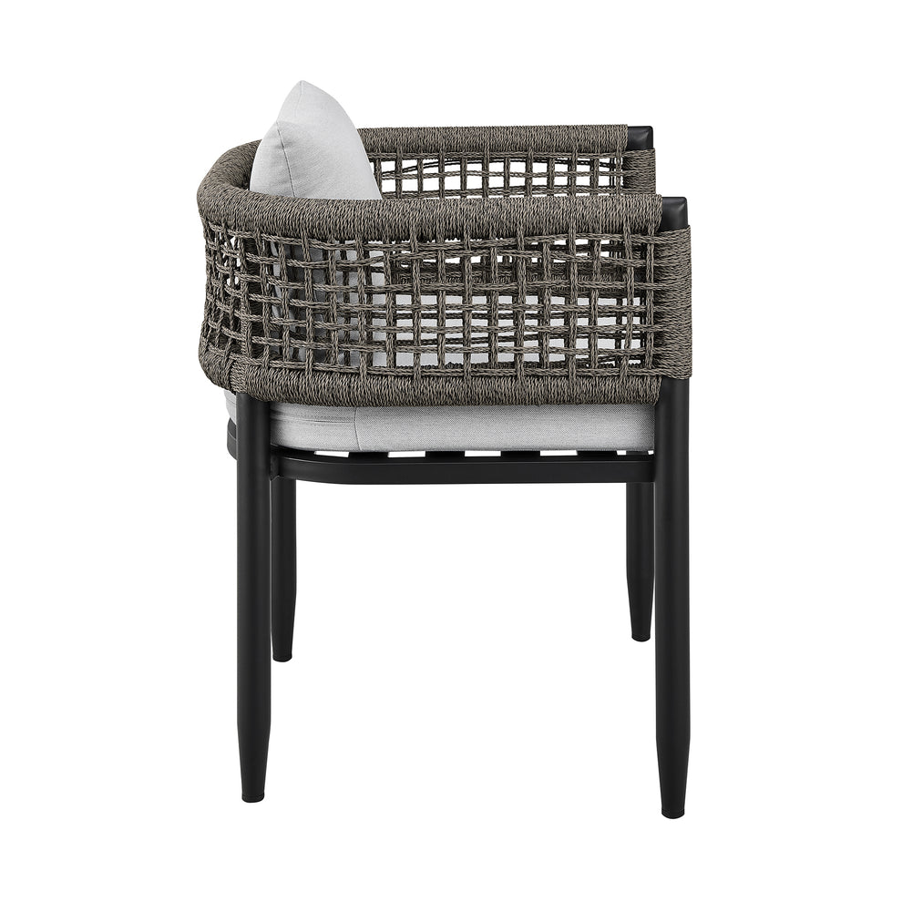 Felicia Outdoor Patio 7-Piece Dining Table Set in Aluminum with Grey Rope and Cushions By Armen Living | Outdoor Dining Sets | Modishstore - 4