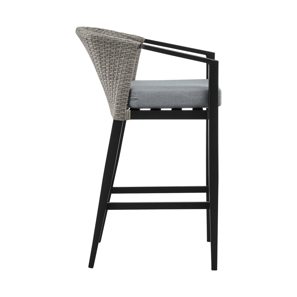 Aileen Outdoor Patio 5-Piece Bar Table Set in Aluminum with Grey Cushions By Armen Living | Bar Stools & Table | Modishstore - 4