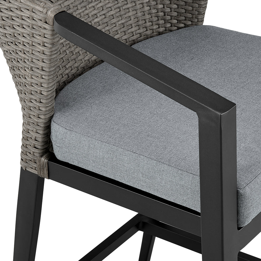 Aileen Outdoor Patio 5-Piece Bar Table Set in Aluminum with Grey Cushions By Armen Living | Bar Stools & Table | Modishstore - 7