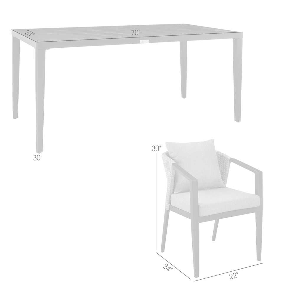 Aileen Outdoor Patio 5-Piece Dining Table Set in Aluminum and Wicker with Grey Cushions By Armen Living | Outdoor Dining Sets | Modishstore - 9
