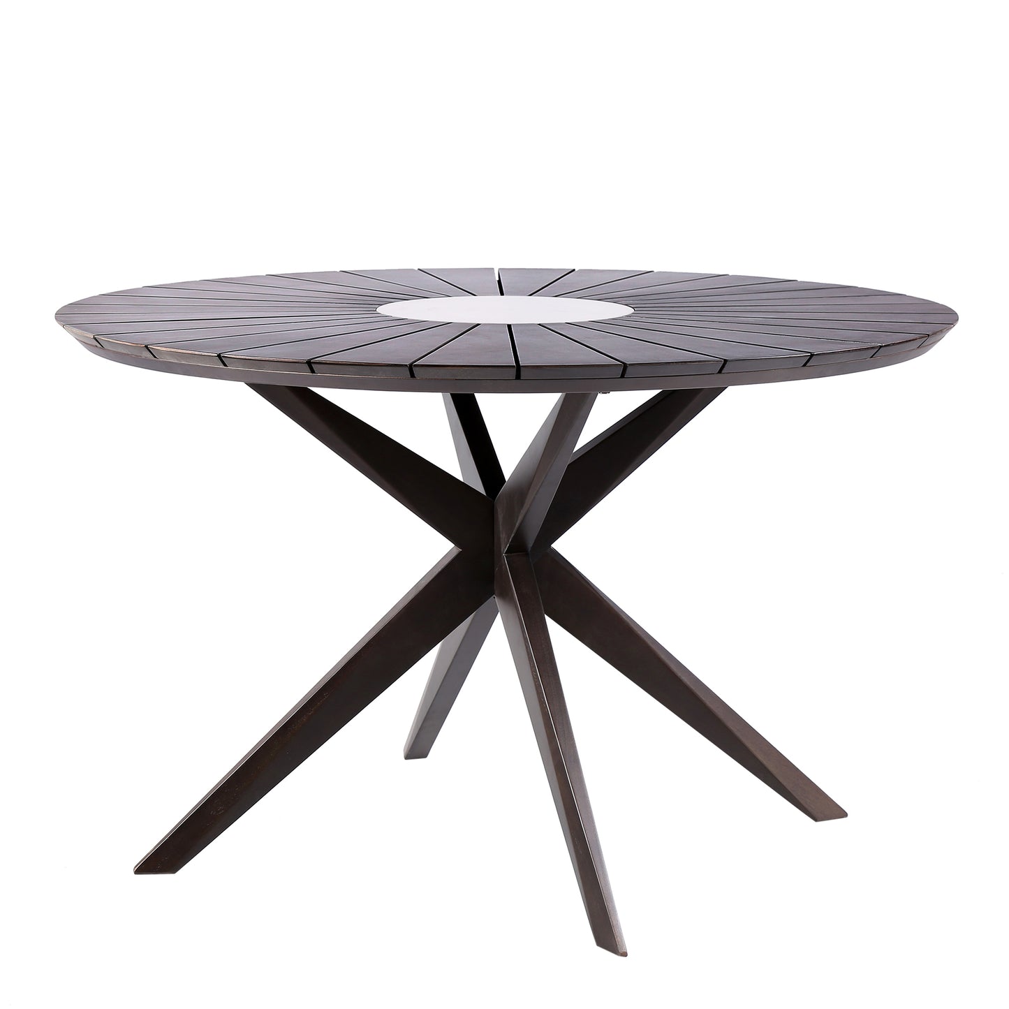 Sachi Outdoor Dark Eucalyptus Wood and Concrete Round Dining Table By Armen Living | Outdoor Tables | Modishstore - 2
