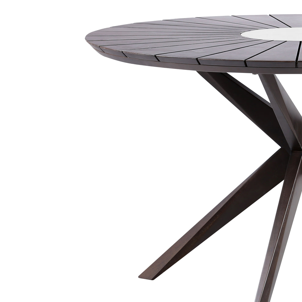 Sachi Outdoor Dark Eucalyptus Wood and Concrete Round Dining Table By Armen Living | Outdoor Tables | Modishstore - 4