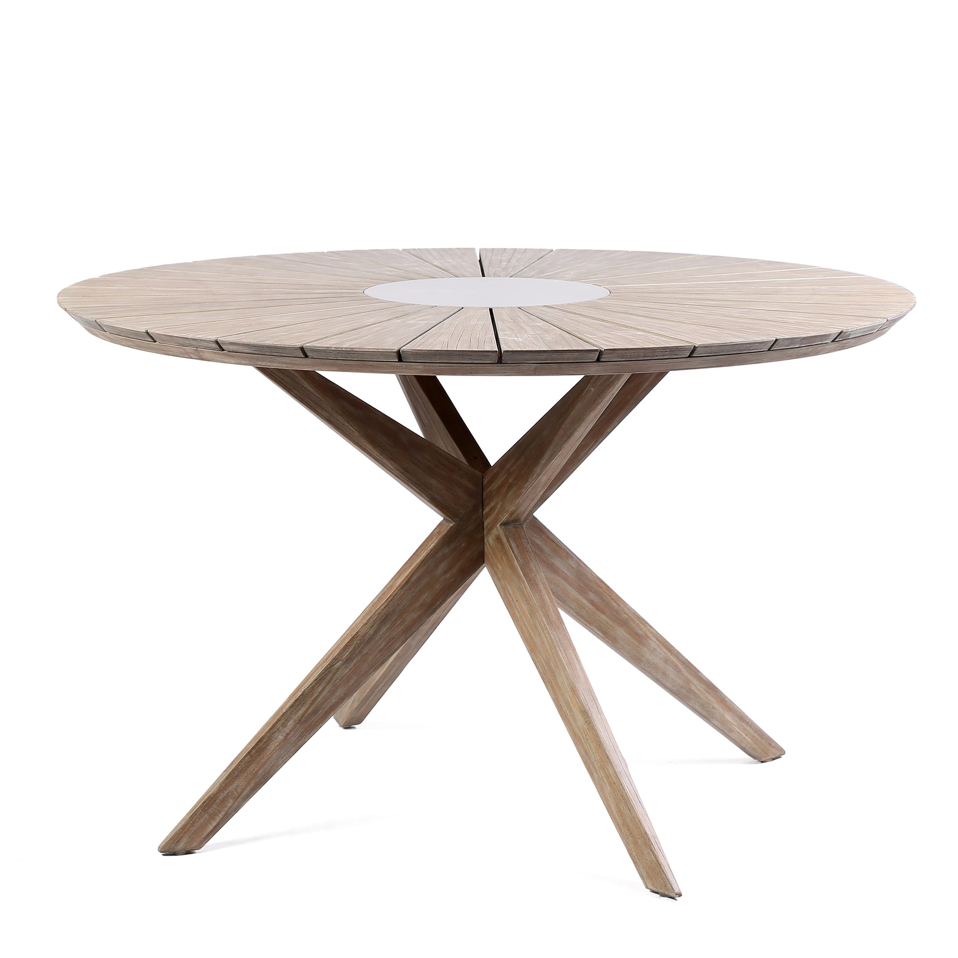 Sachi Outdoor Light Eucalyptus Wood and Concrete Round Dining Table By Armen Living | Outdoor Tables | Modishstore - 2