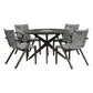 Sachi and Nabila Outdoor 5 Piece Dark Eucalyptus and Concrete Dining Set By Armen Living | Outdoor Dining Sets | Modishstore - 2