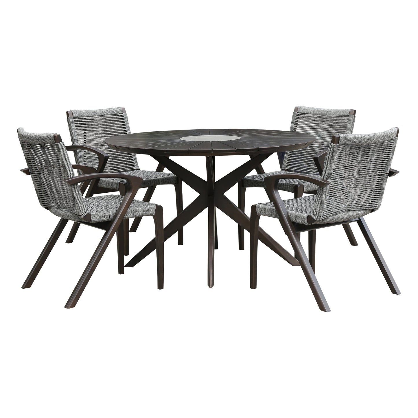 Sachi and Nabila Outdoor 5 Piece Dark Eucalyptus and Concrete Dining Set By Armen Living | Outdoor Dining Sets | Modishstore - 2
