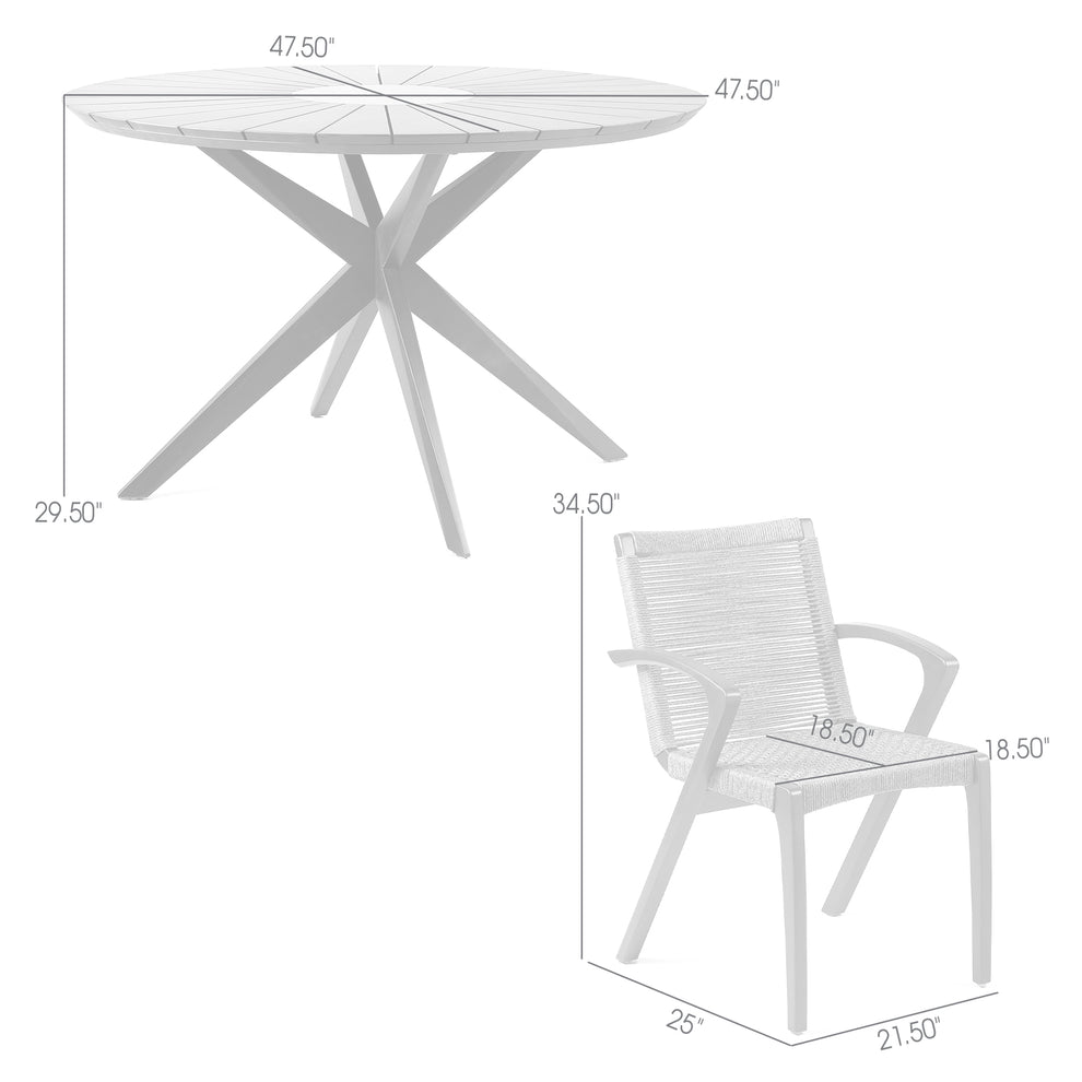 Sachi and Nabila Outdoor 5 Piece Dark Eucalyptus and Concrete Dining Set By Armen Living | Outdoor Dining Sets | Modishstore - 9