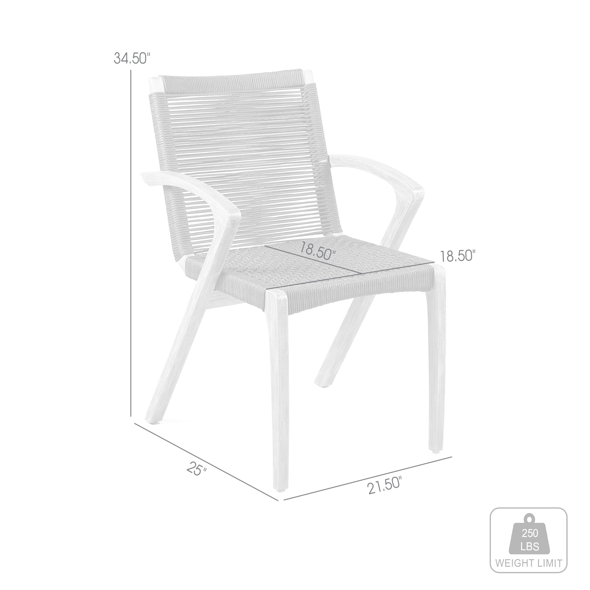 Nabila Outdoor Light Eucalyptus Wood and Charcoal Rope Dining Chairs - Set of 2 By Armen Living | Outdoor Chairs | Modishstore - 10