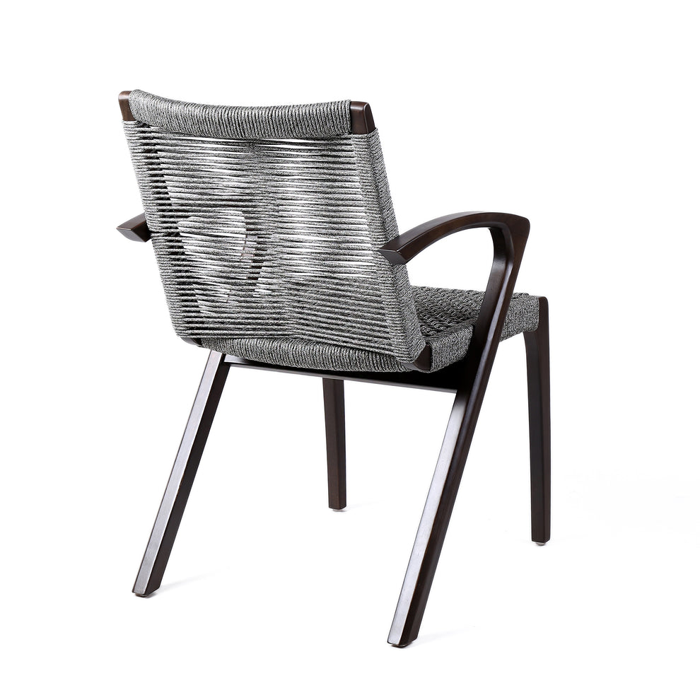 Nabila Outdoor Dark Eucalyptus Wood and Grey Rope Dining Chairs - Set of 2 By Armen Living | Outdoor Chairs | Modishstore - 6