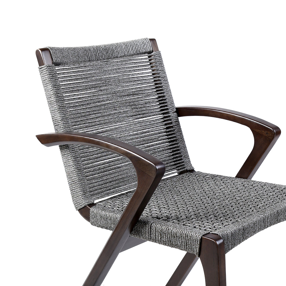 Nabila Outdoor Dark Eucalyptus Wood and Grey Rope Dining Chairs - Set of 2 By Armen Living | Outdoor Chairs | Modishstore - 7