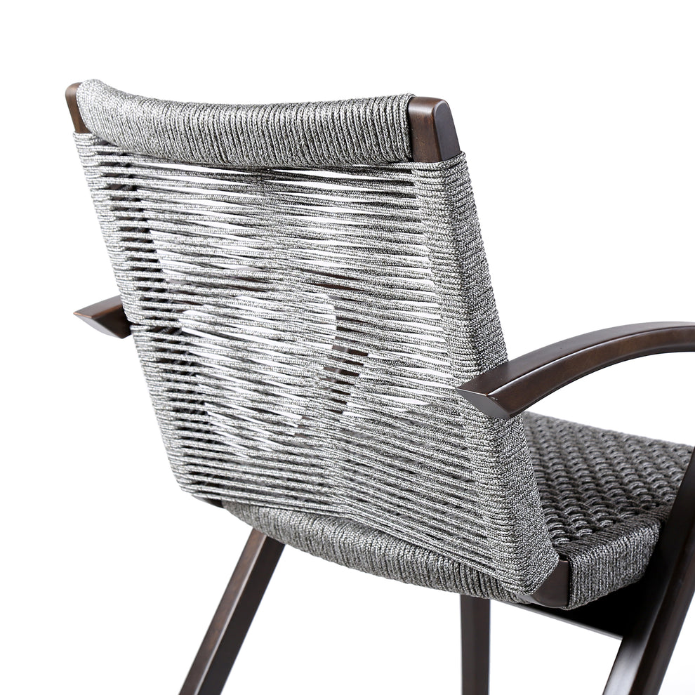 Nabila Outdoor Dark Eucalyptus Wood and Grey Rope Dining Chairs - Set of 2 By Armen Living | Outdoor Chairs | Modishstore - 8