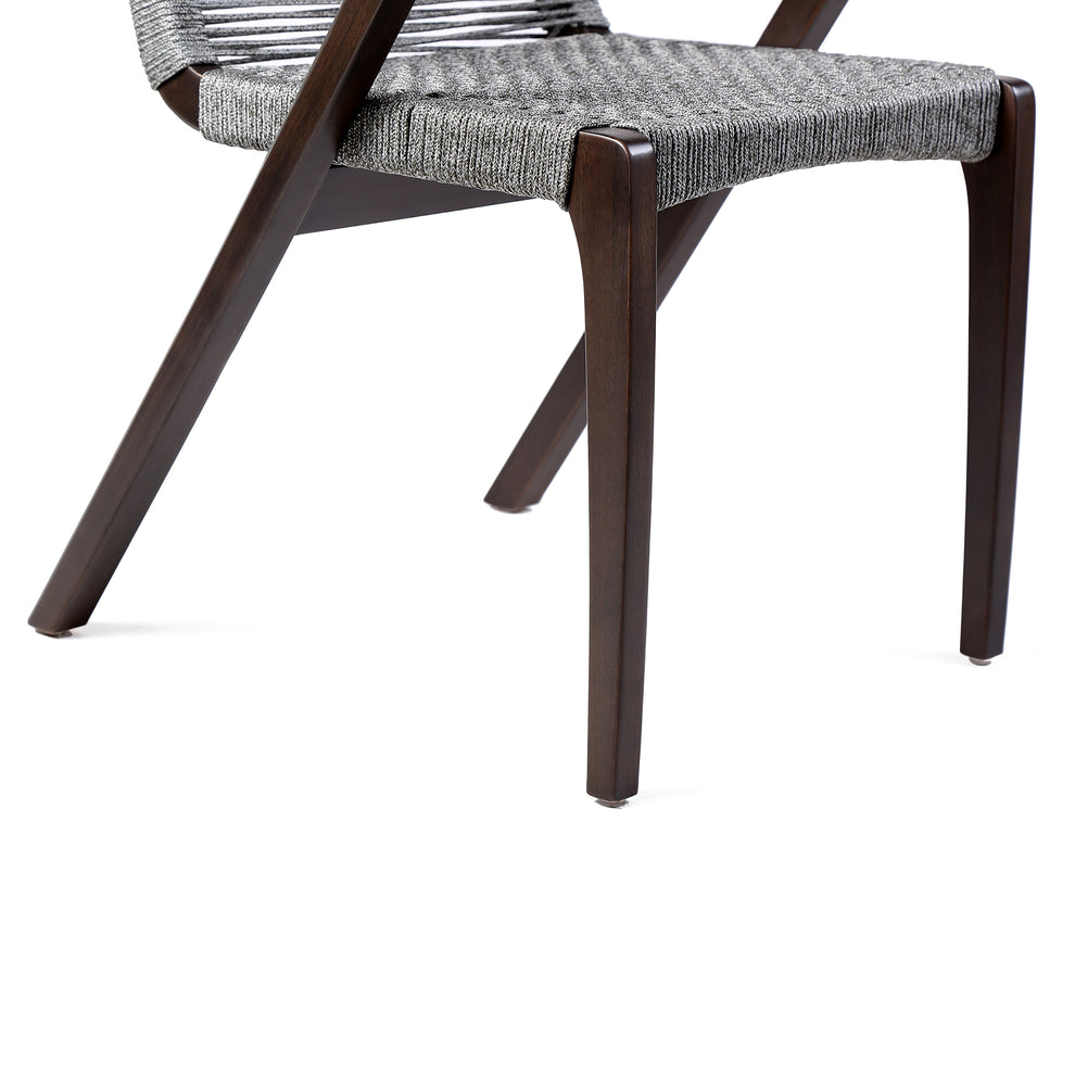 Nabila Outdoor Dark Eucalyptus Wood and Grey Rope Dining Chairs - Set of 2 By Armen Living | Outdoor Chairs | Modishstore - 11