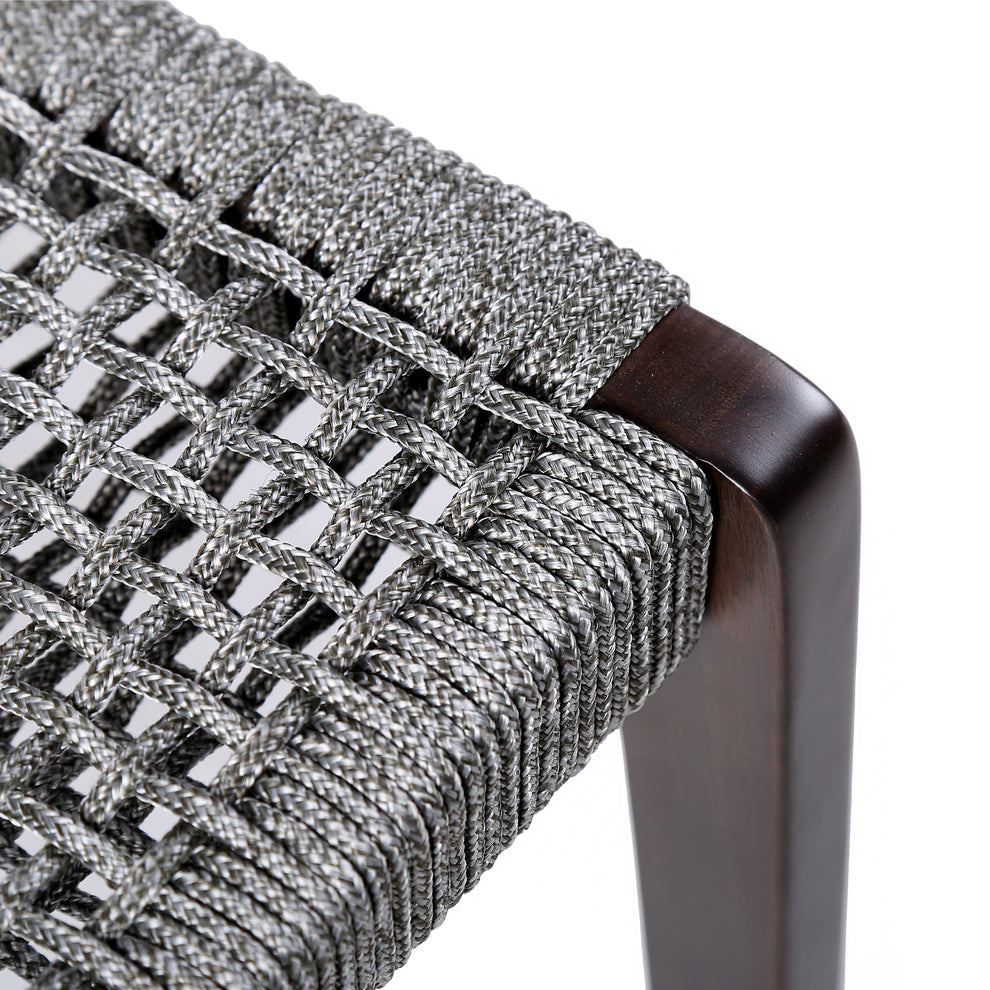 Nabila Outdoor Dark Eucalyptus Wood and Grey Rope Dining Chairs - Set of 2 By Armen Living | Outdoor Chairs | Modishstore - 9