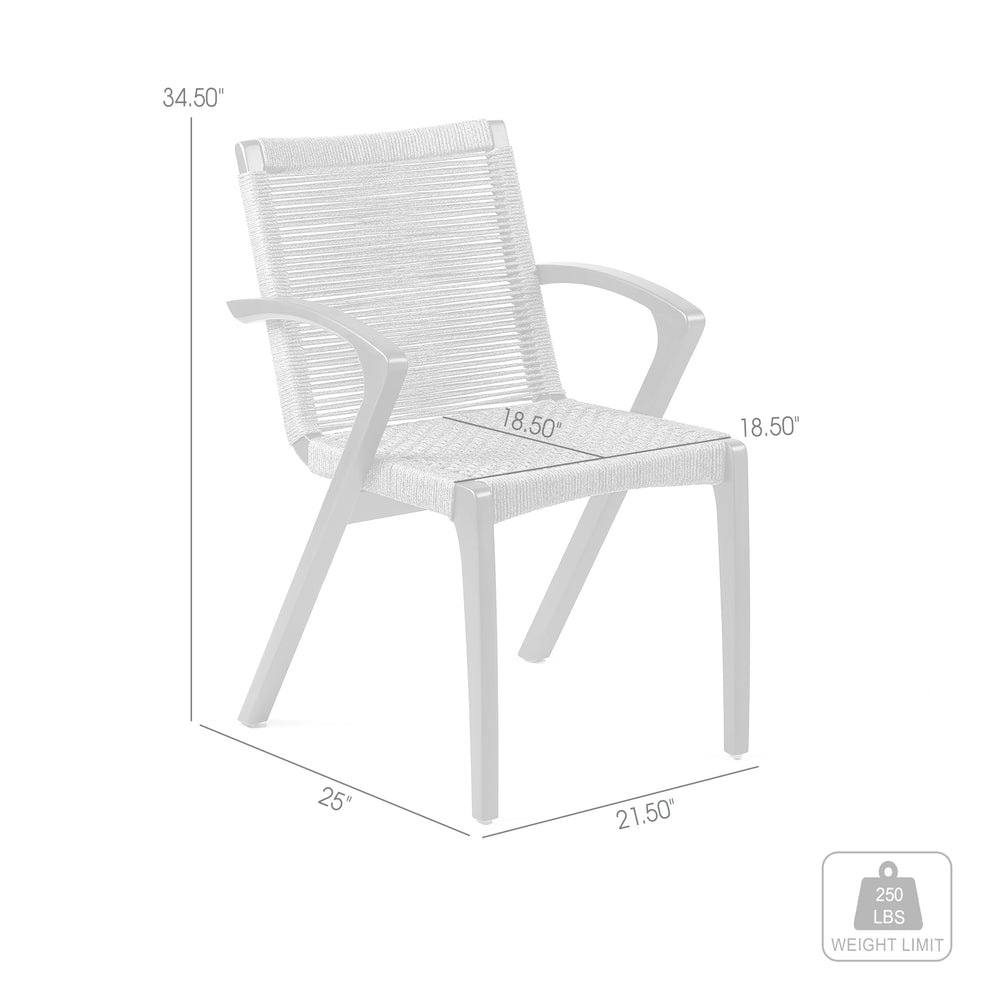 Nabila Outdoor Dark Eucalyptus Wood and Grey Rope Dining Chairs - Set of 2 By Armen Living | Outdoor Chairs | Modishstore - 10