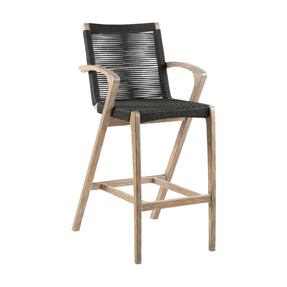 Nabila Outdoor Light Eucalyptus Wood and Charcoal Rope Counter and Bar Height Stool By Armen Living | Counter Stools | Modishstore - 2