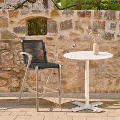 Nabila Outdoor Light Eucalyptus Wood and Charcoal Rope Counter and Bar Height Stool By Armen Living