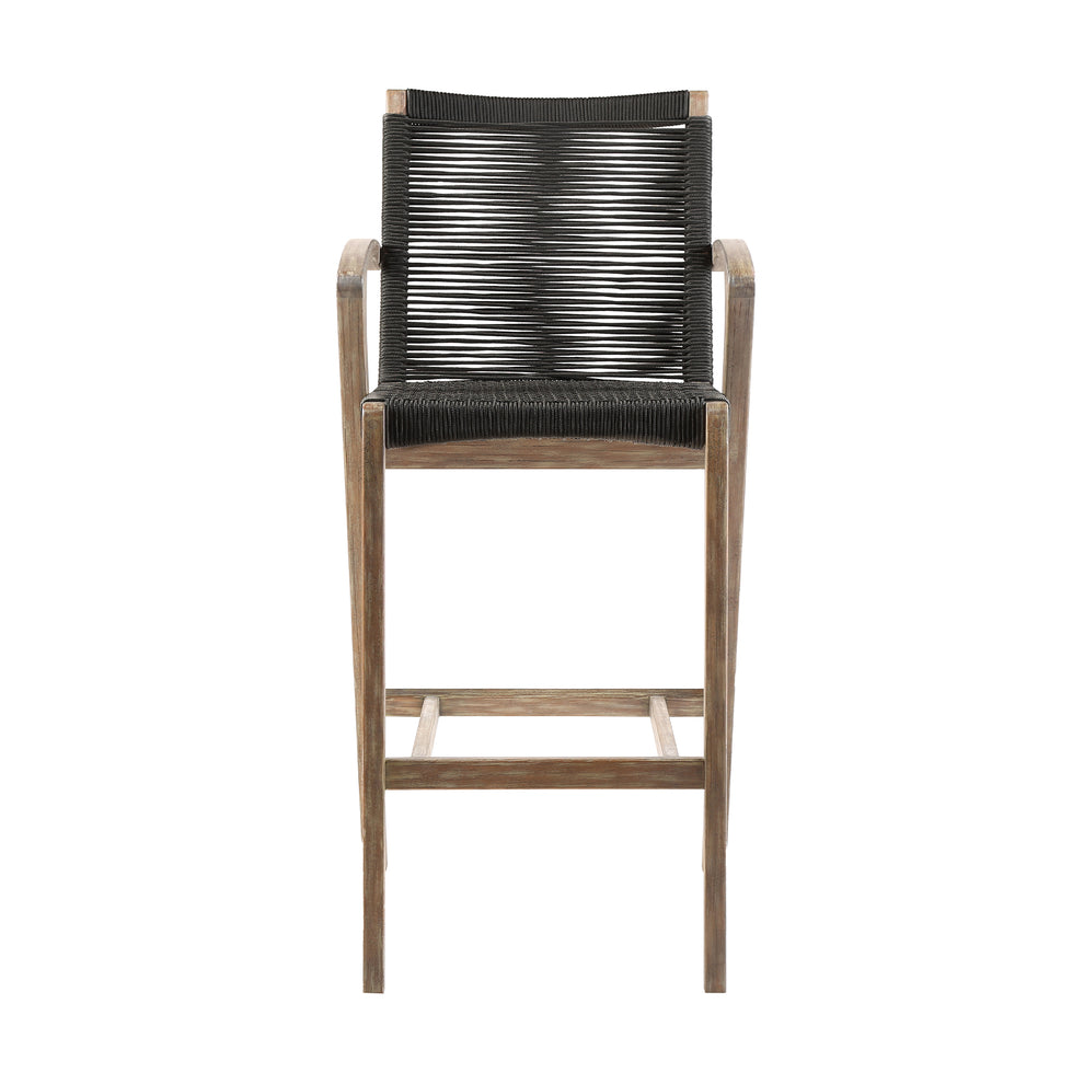Nabila Outdoor Light Eucalyptus Wood and Charcoal Rope Counter and Bar Height Stool By Armen Living | Bar Stools | Modishstore - 3