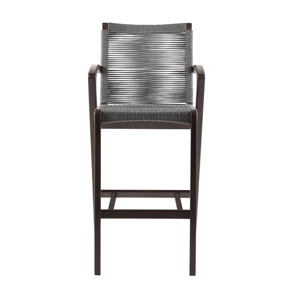 Nabila Outdoor Dark Eucalyptus Wood and Grey Rope Counter and Bar height Stool By Armen Living | Counter Stools | Modishstore - 3