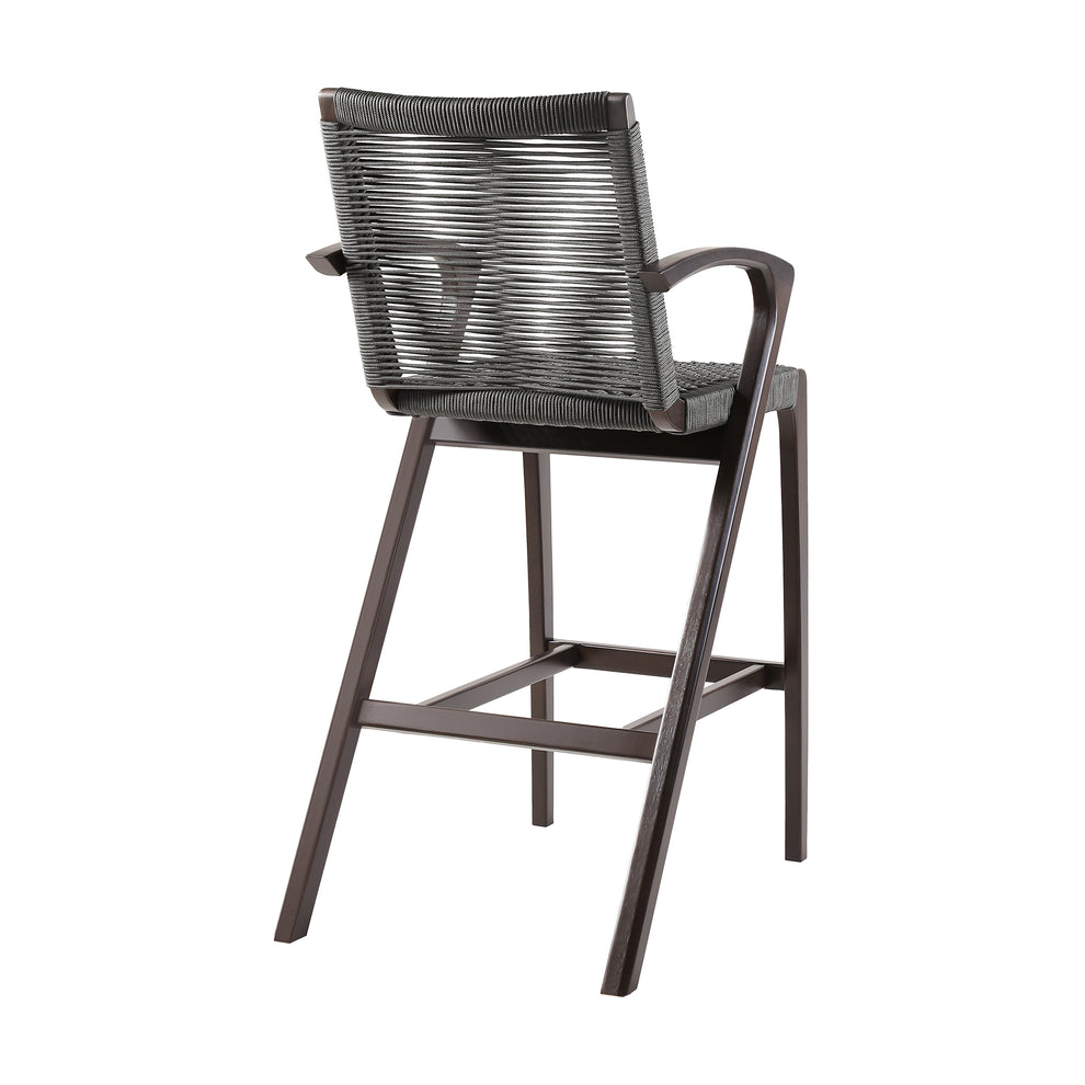 Nabila Outdoor Dark Eucalyptus Wood and Grey Rope Counter and Bar height Stool By Armen Living | Counter Stools | Modishstore - 5