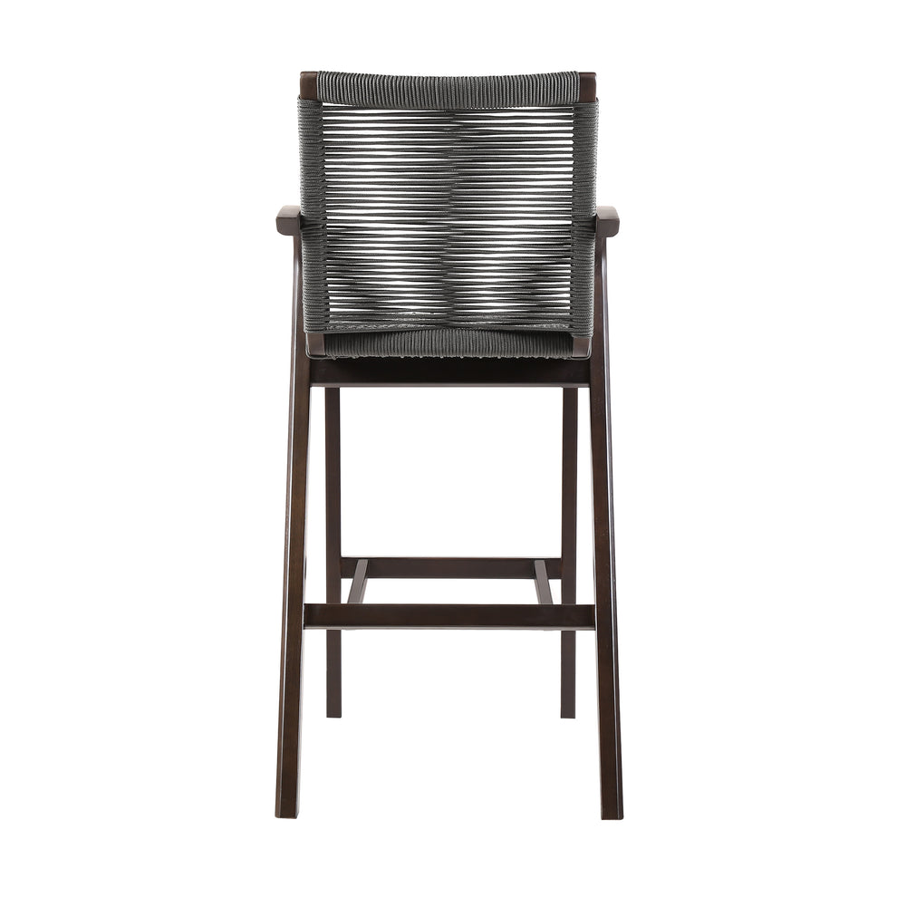 Nabila Outdoor Dark Eucalyptus Wood and Grey Rope Counter and Bar height Stool By Armen Living | Counter Stools | Modishstore - 6