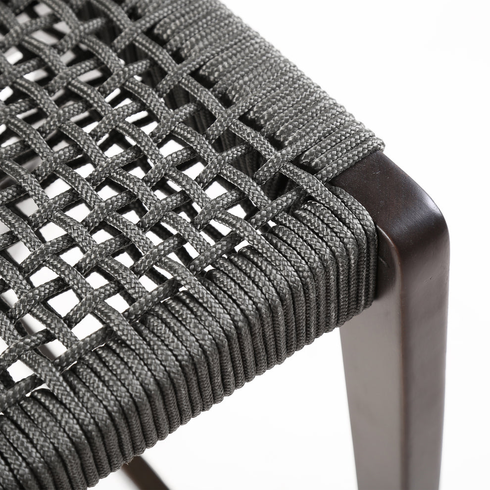 Nabila Outdoor Dark Eucalyptus Wood and Grey Rope Counter and Bar height Stool By Armen Living | Counter Stools | Modishstore - 10