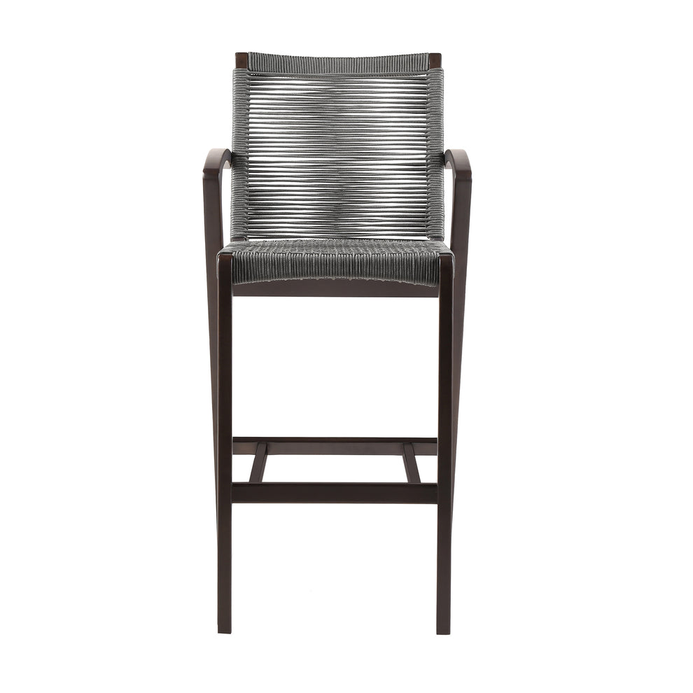 Nabila Outdoor Dark Eucalyptus Wood and Grey Rope Counter and Bar height Stool By Armen Living | Bar Stools | Modishstore - 3