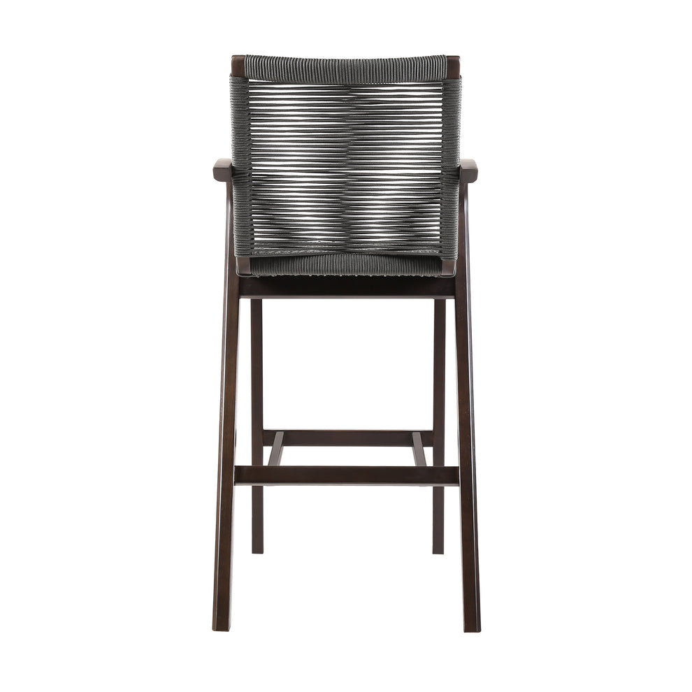 Nabila Outdoor Dark Eucalyptus Wood and Grey Rope Counter and Bar height Stool By Armen Living | Bar Stools | Modishstore - 6
