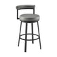 Neura Swivel Counter or Bar Stool in Black Finish with Grey Faux Leather By Armen Living | Bar Stools | Modishstore - 2