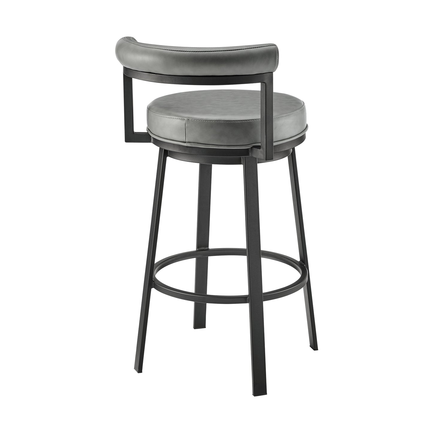 Neura Swivel Counter or Bar Stool in Black Finish with Grey Faux Leather By Armen Living | Bar Stools | Modishstore - 5