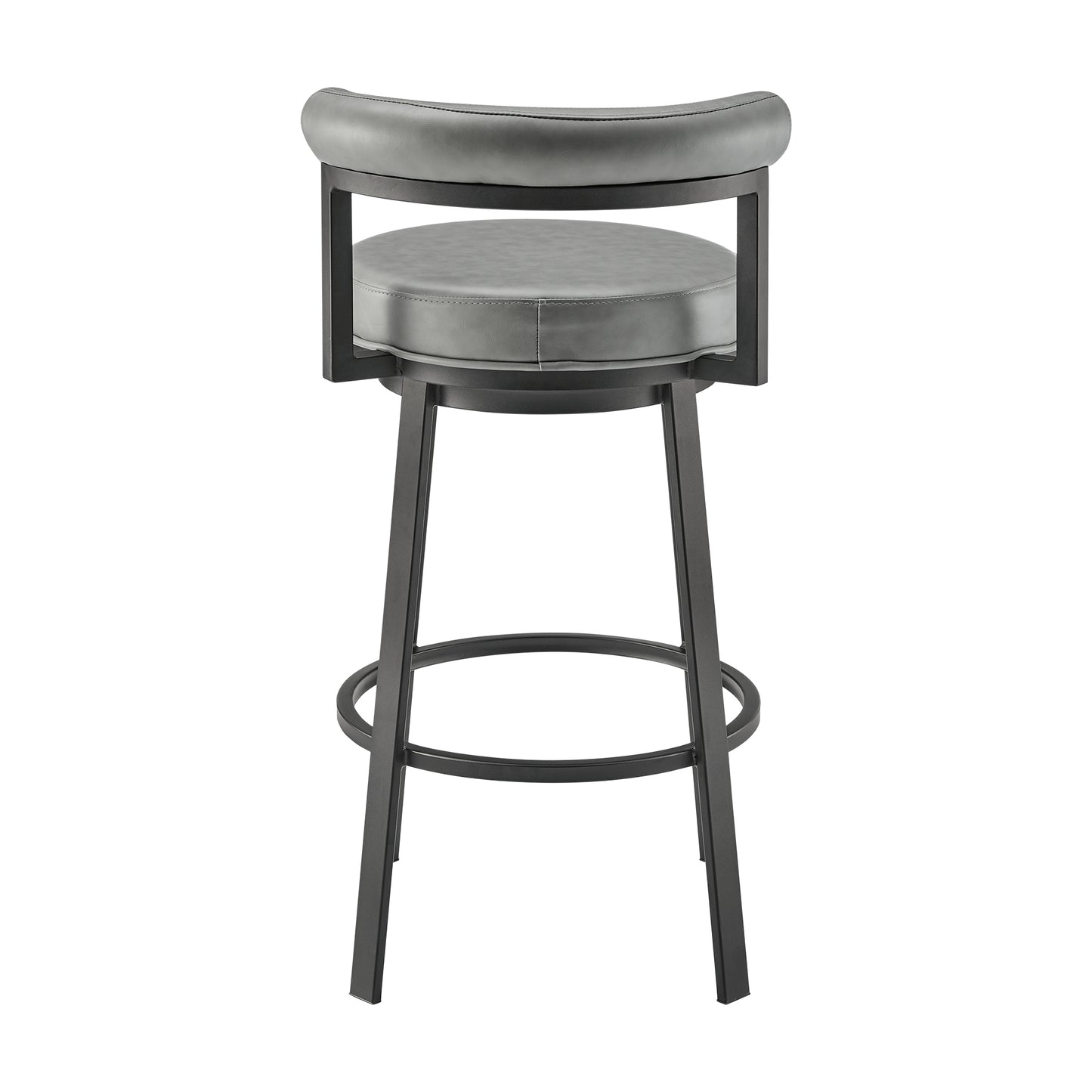 Neura Swivel Counter or Bar Stool in Black Finish with Grey Faux Leather By Armen Living | Bar Stools | Modishstore - 6