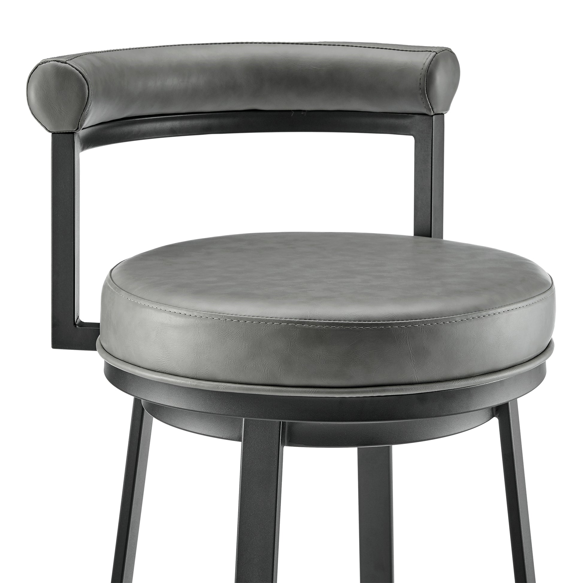 Neura Swivel Counter or Bar Stool in Black Finish with Grey Faux Leather By Armen Living | Bar Stools | Modishstore - 7