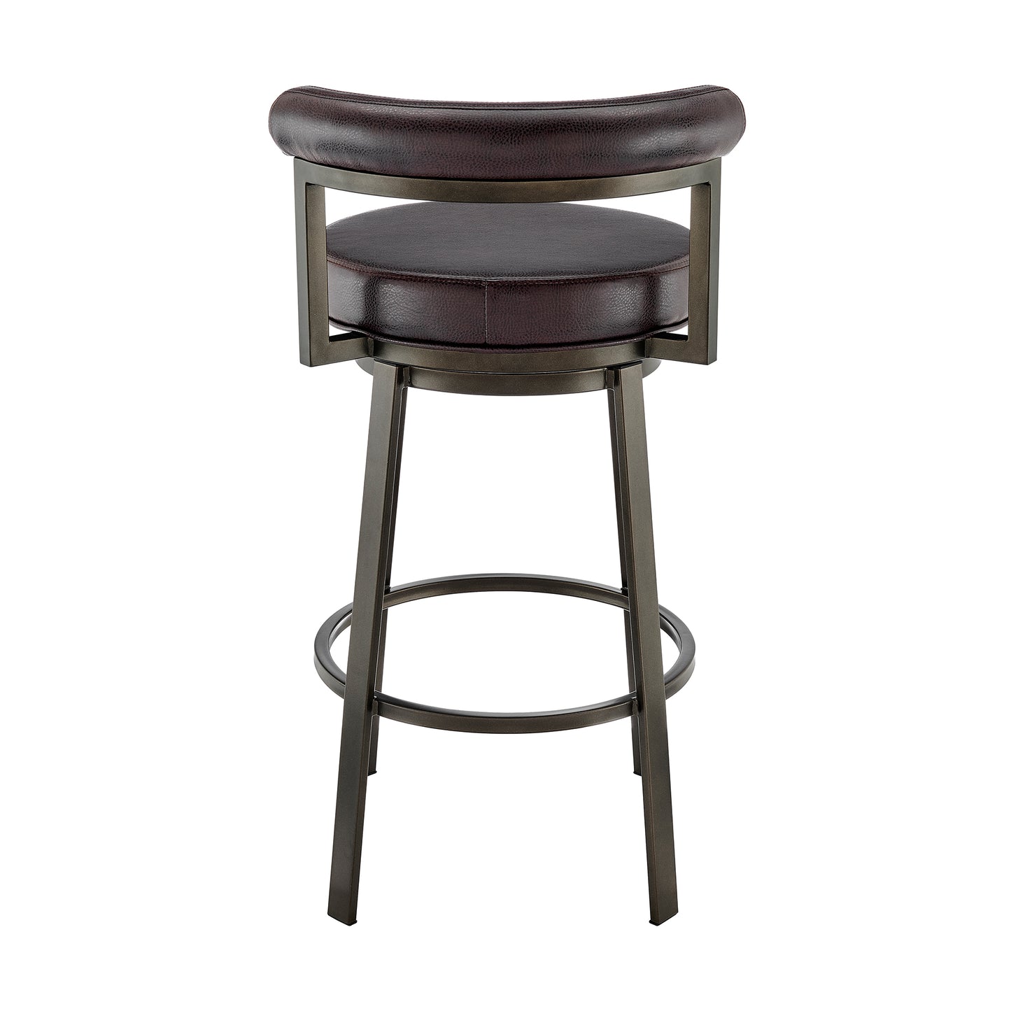 Neura Swivel Counter or Bar Stool in Mocha Finish with Brown Faux Leather By Armen Living | Bar Stools | Modishstore - 6