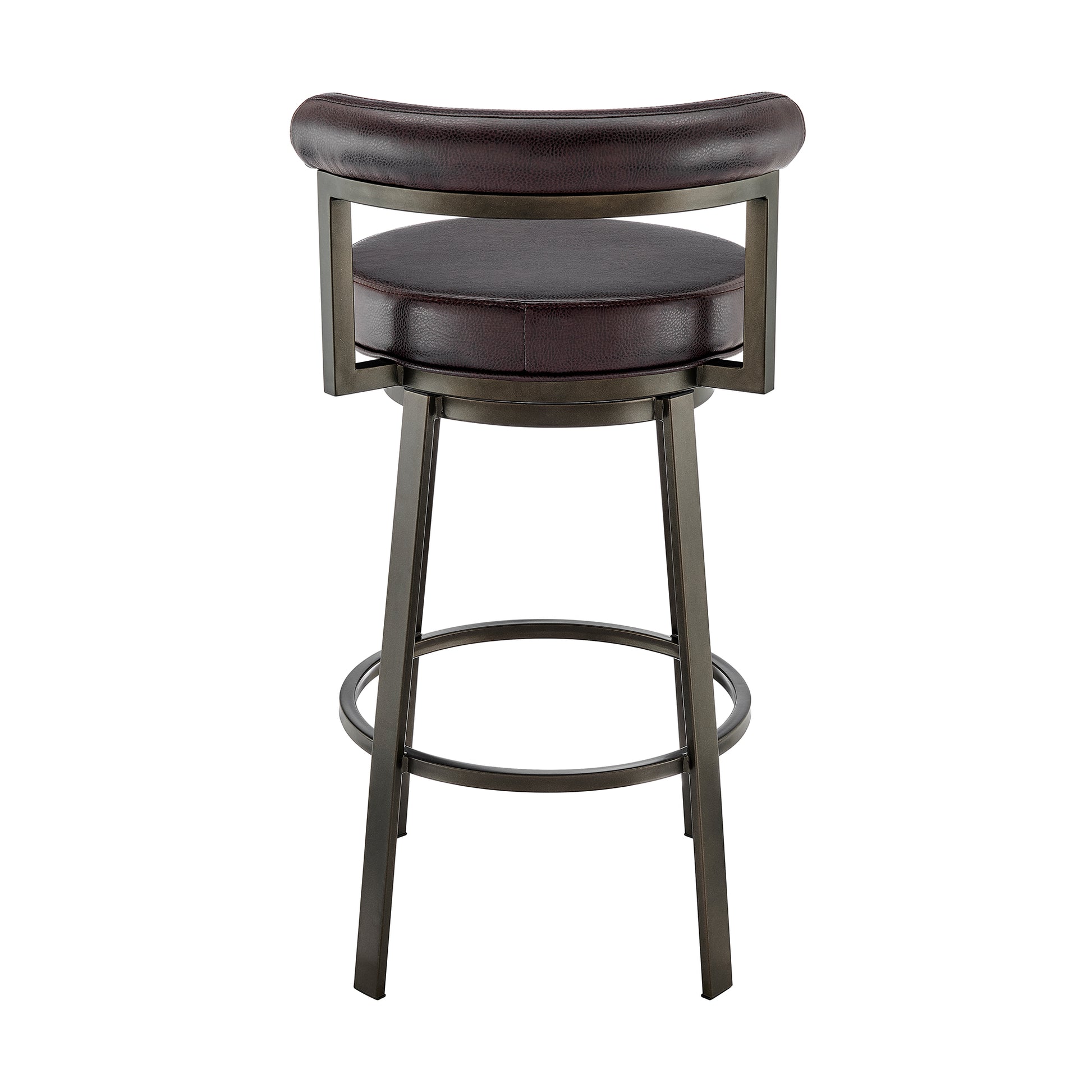 Neura Swivel Counter or Bar Stool in Mocha Finish with Brown Faux Leather By Armen Living | Bar Stools | Modishstore - 6