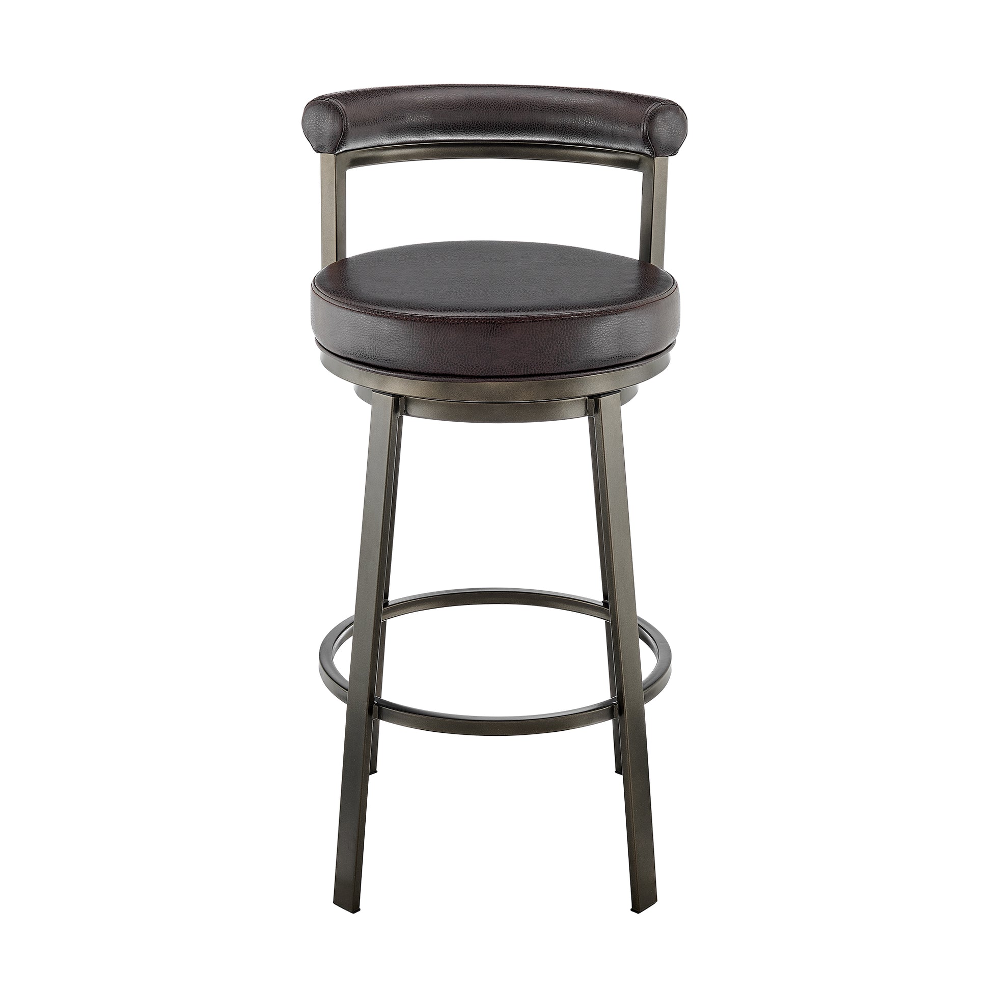 Neura Swivel Counter or Bar Stool in Mocha Finish with Brown Faux Leather By Armen Living | Bar Stools | Modishstore - 3